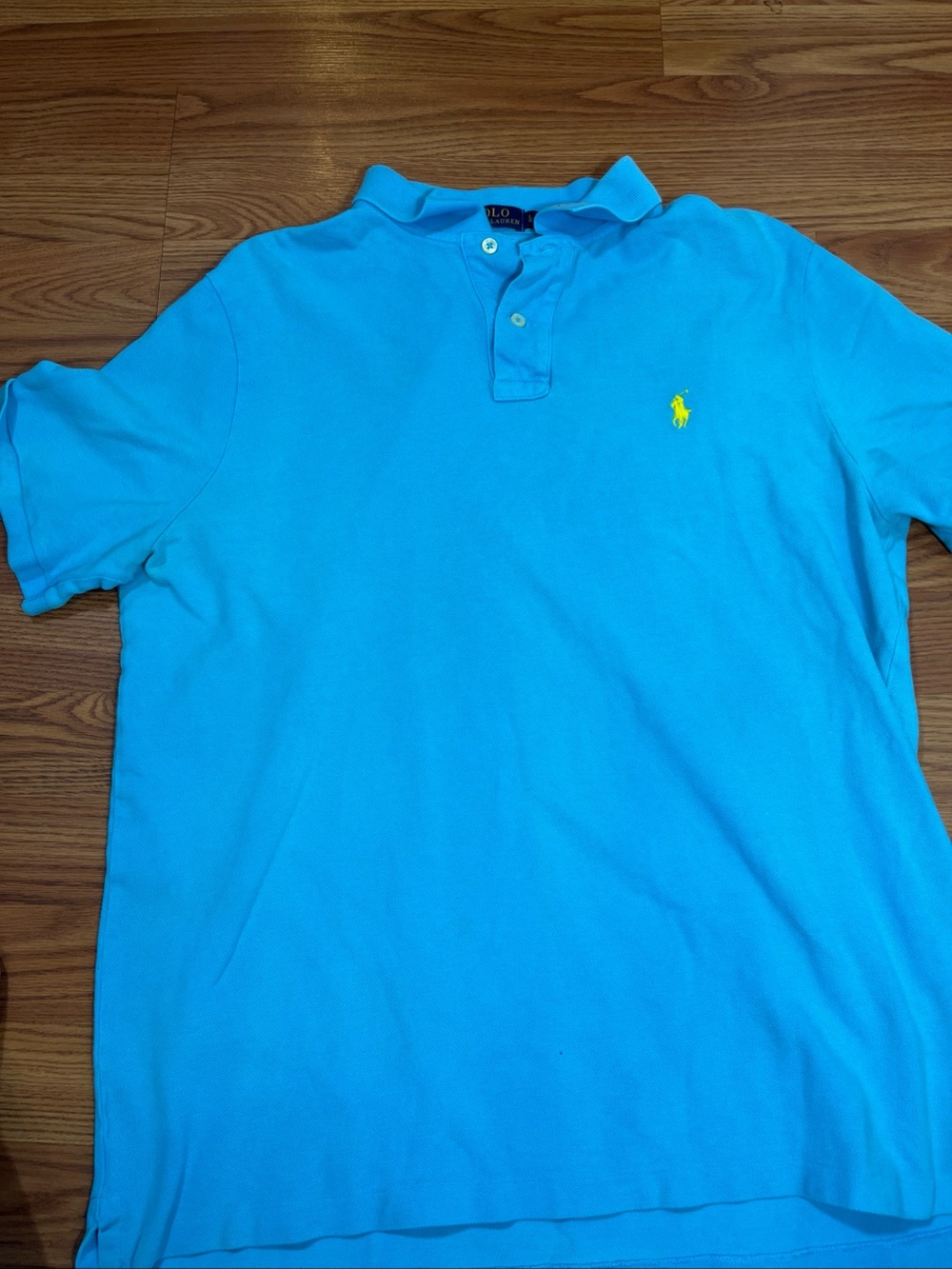 Polo by Ralph Lauren Men's Turquoise Polo Shirt with Yellow  pony. Size large